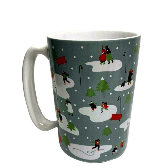 Unbranded Winter Snow Scene Red Bench Skaters, Walkers, Lovers Coffee Mug - Picture 1 of 6